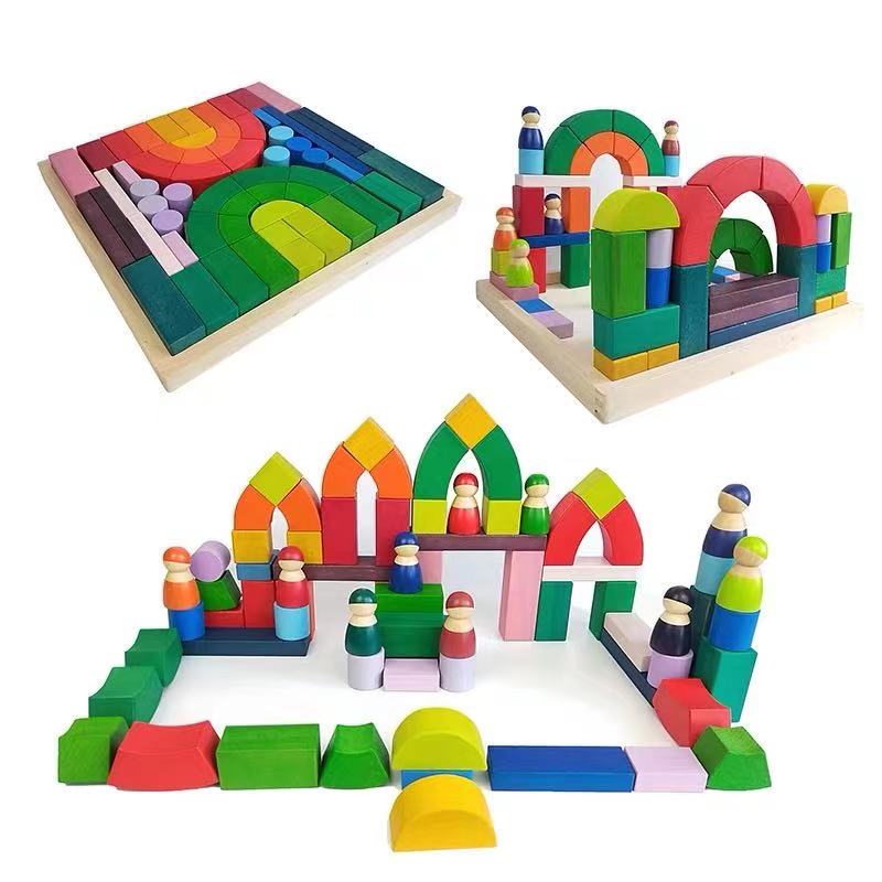 Large STAINED Romanesque Stacking Puzzles Building Blocks