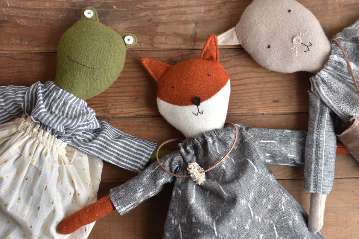 Fern the Frog doll- Handmade Wool Doll - Sparkle Skirt