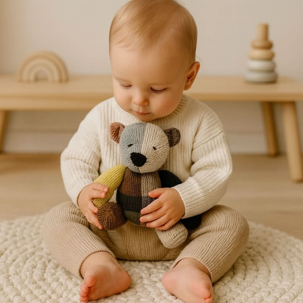 Wool Knit Buddy | Dee the Patchwork Bear