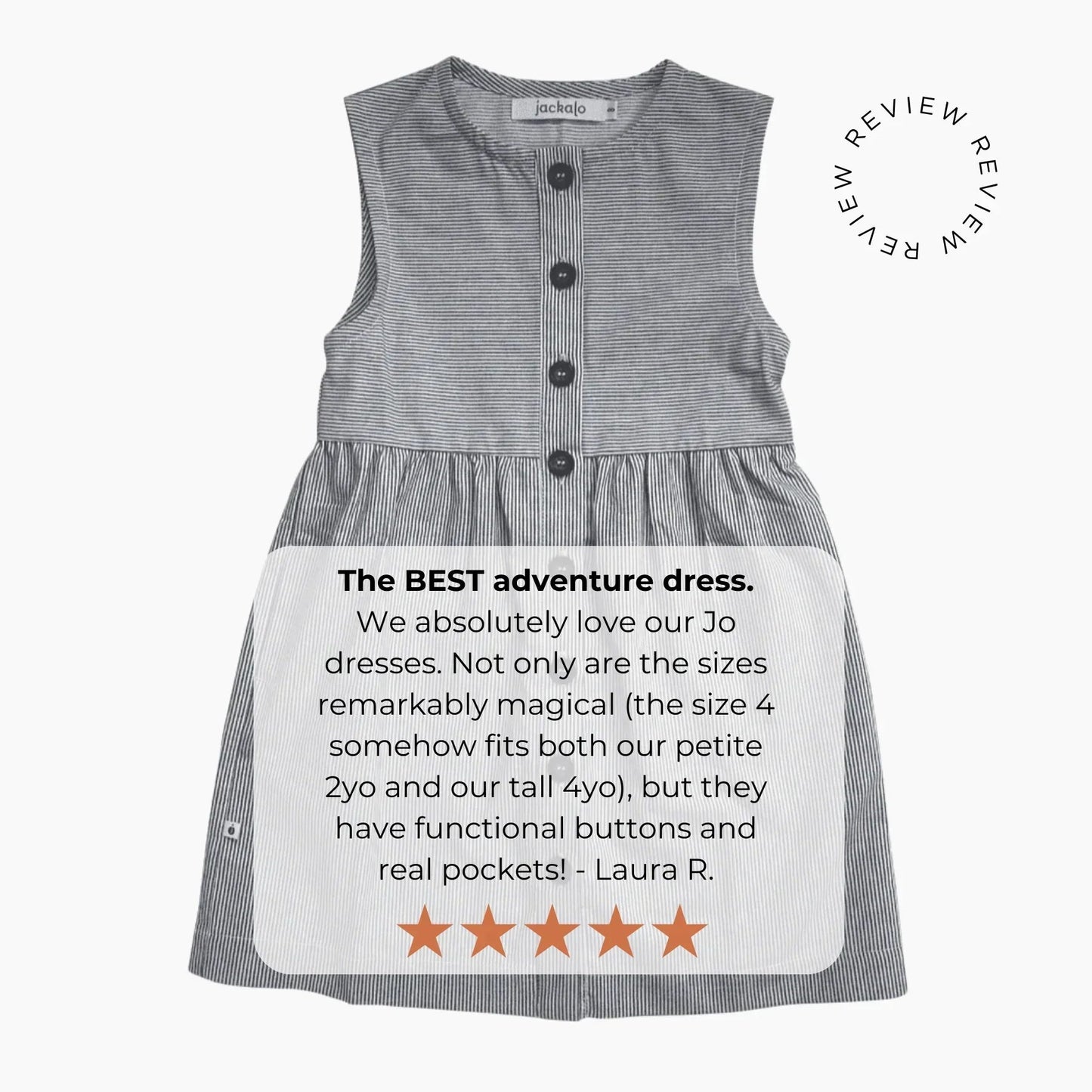 Gray checkered dress with text on a white background