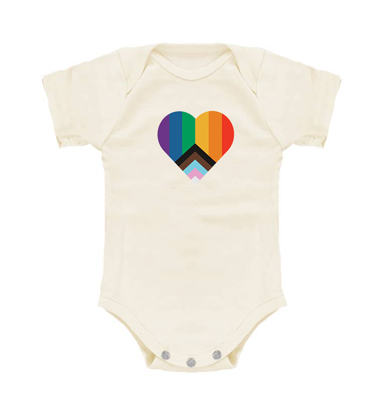 Natural pride hearth onesie flat lay
