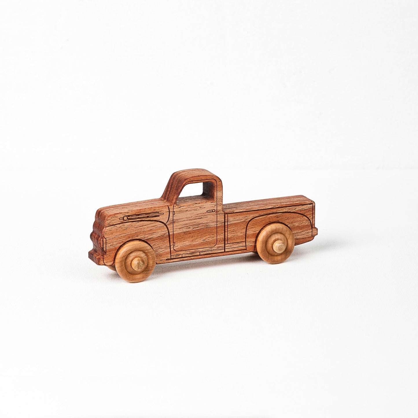 Montessori Educational Natural Wooden Pickup Truck for Toddlers 1–3 | Eco-Friendly Mahogany Wood Toy | Made in the USA 🇺🇸