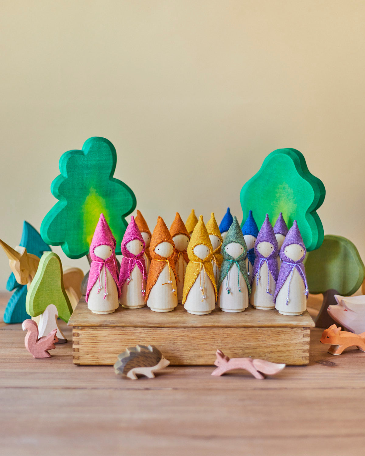 Colors of the Week Wooden Gnome Set