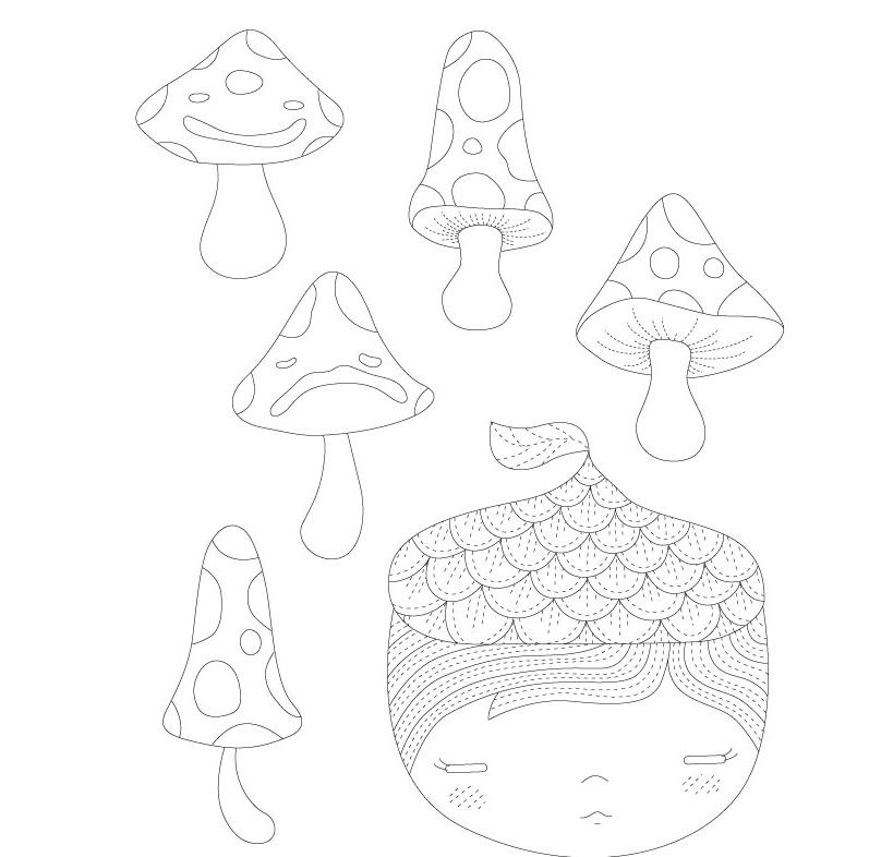 Acorn Cap Embroidery Transfer