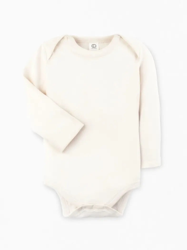 Organic Long Sleeve Onesie in Natural Flat