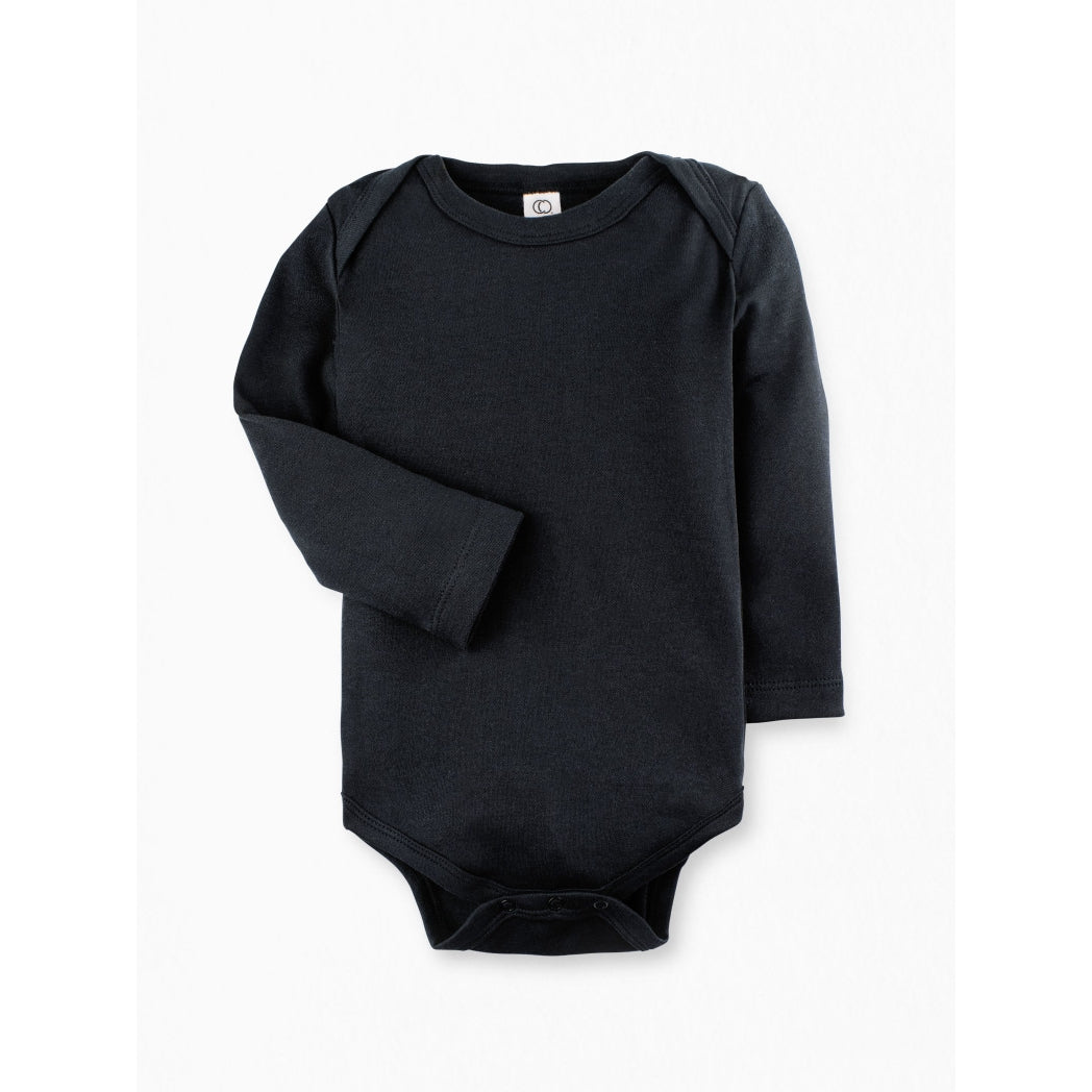 Organic Long Sleeve Onesie in Black Flat