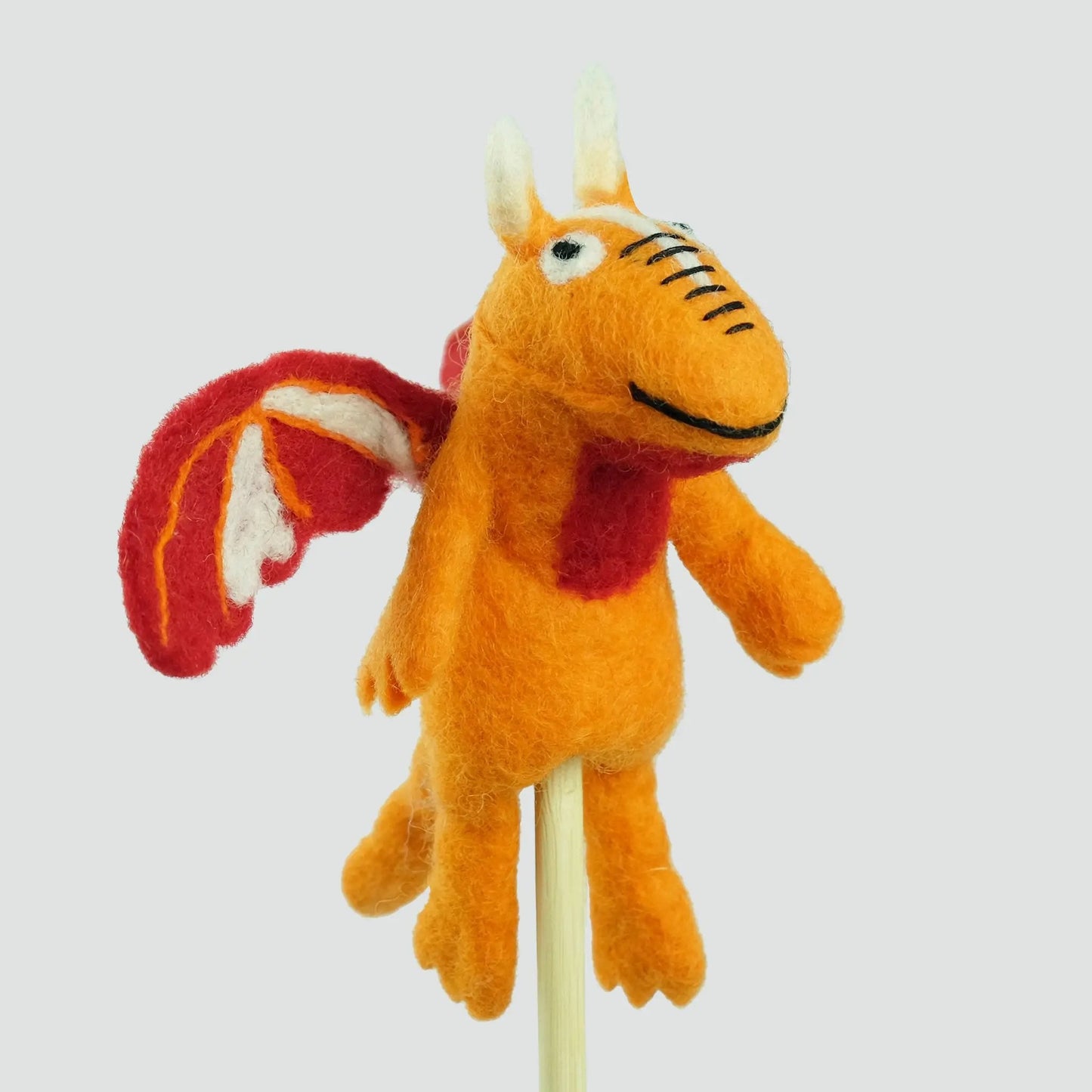 Wool Felt orange dragon finger puppets