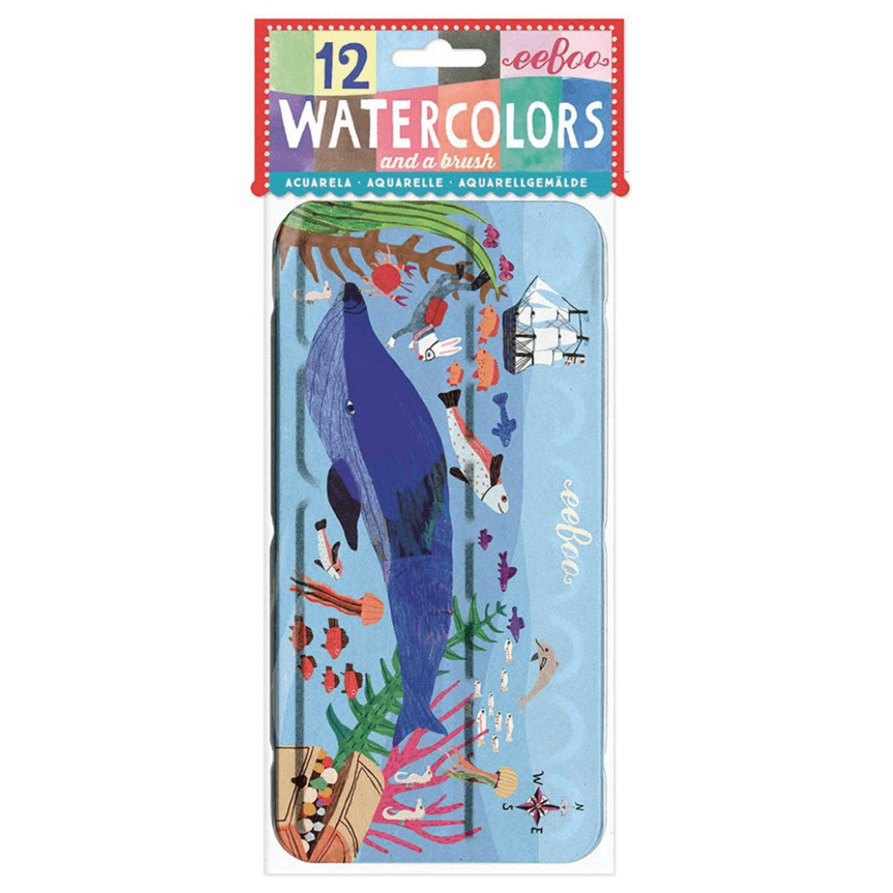 In the sea watercolor tin