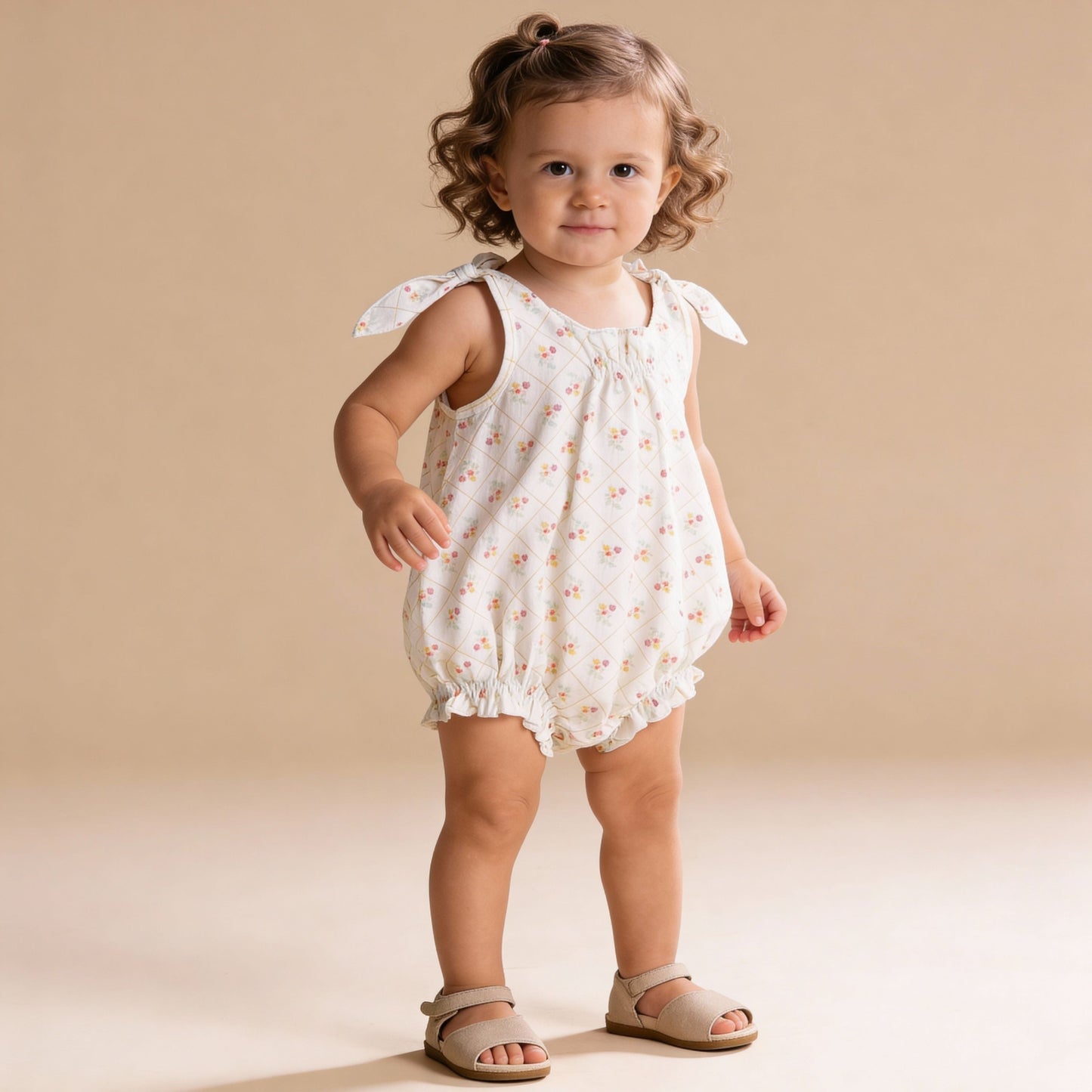 Organic Tie Shoulder Bubble Romper