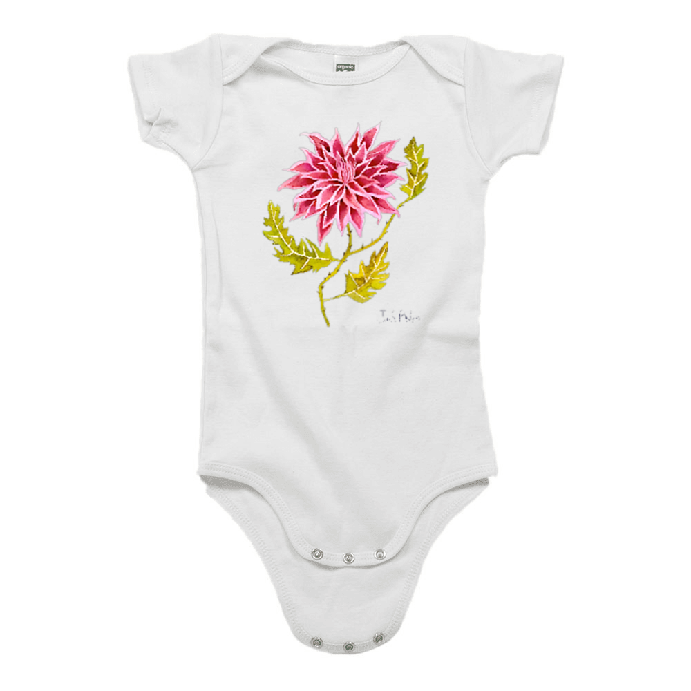 Organic Pink Dahlia Onesie