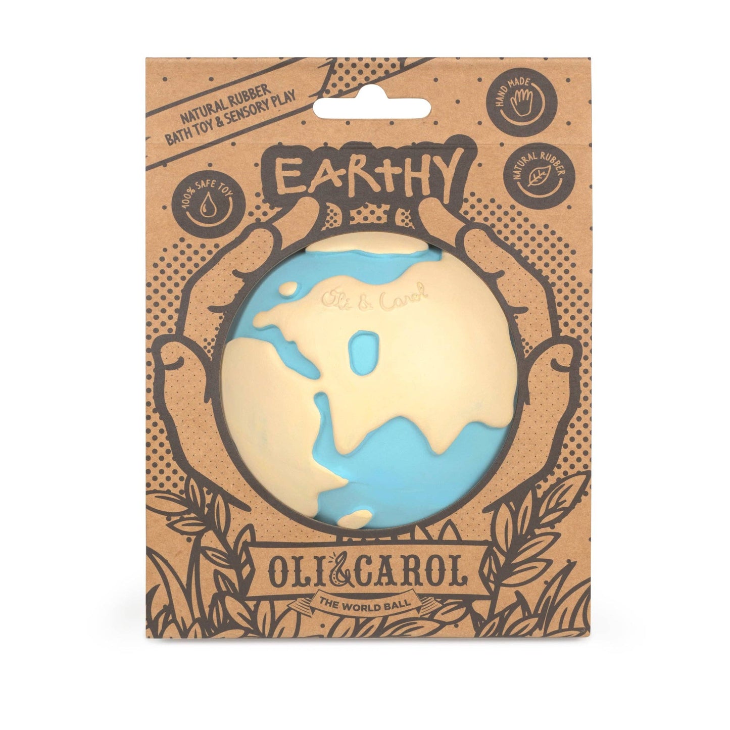 natural rubber Earthy world ball in paper packaging