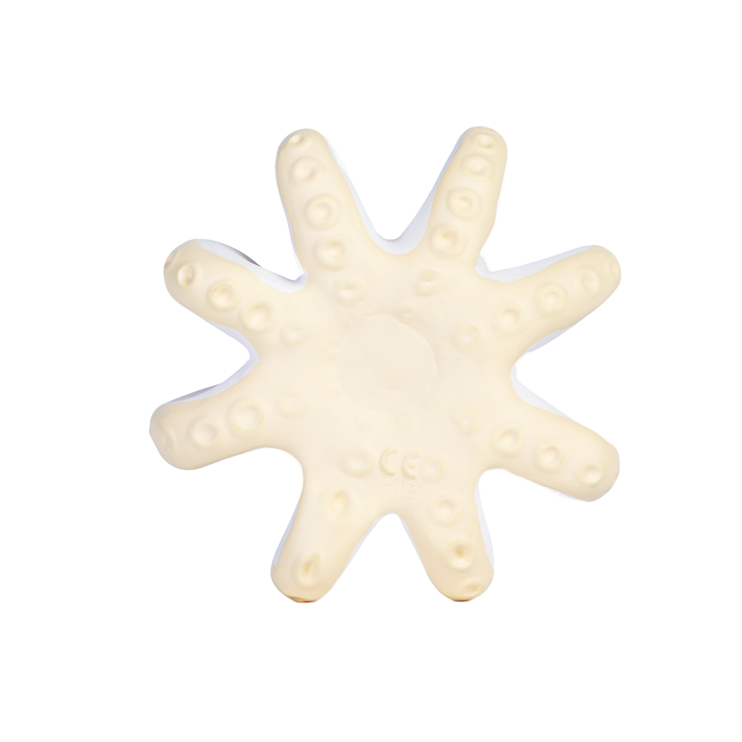 bottom view of natural rubber octopus toy