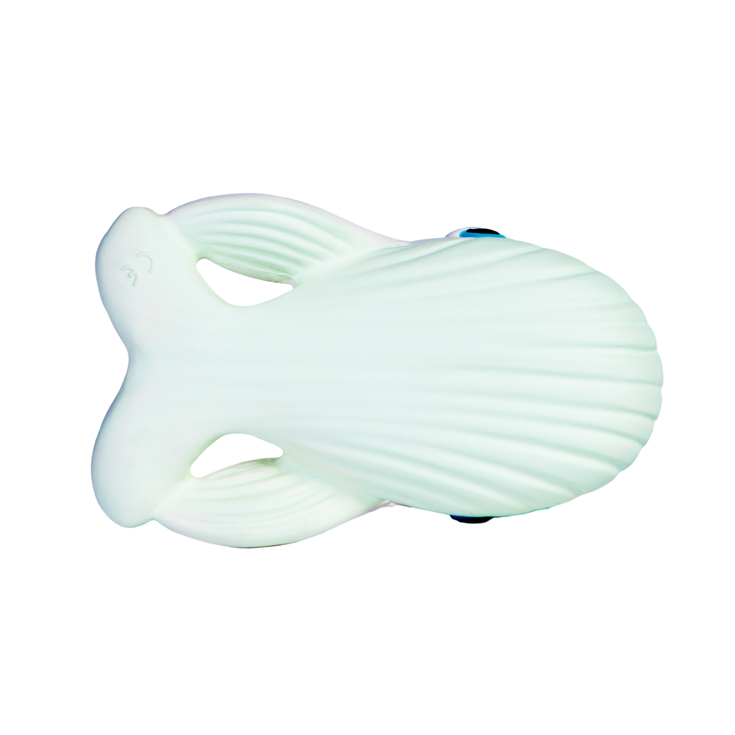 top view of natural rubber whale toy