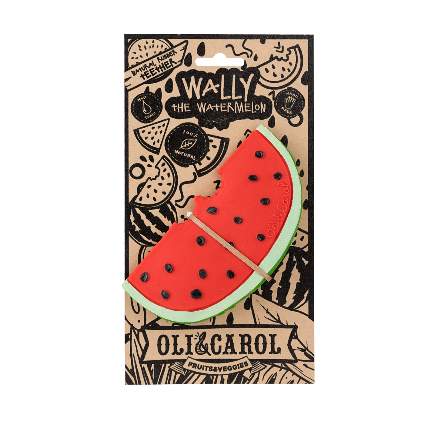 wally the natural rubber watermelon in paper packaging