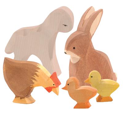 ostheimer hen, chicks, rabbit