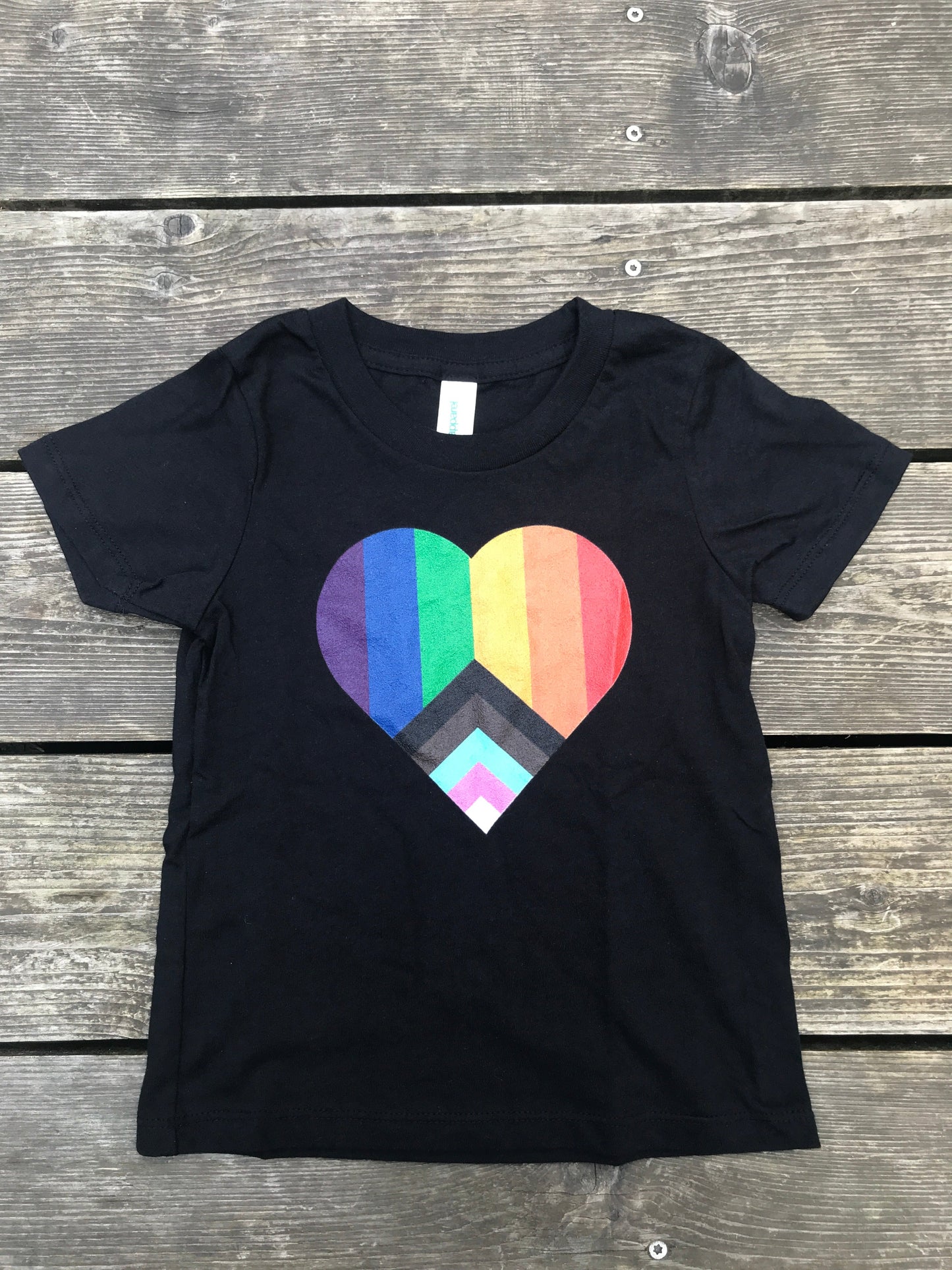 black pride heart toddler short sleeve tee