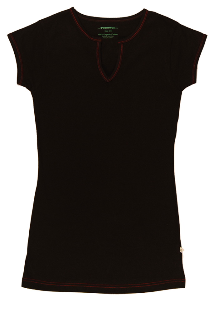 Women’s Black/Red Short Sleeve Tee -100% organic cotton