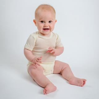 Wool Silk Short Sleeve Onesie by Hocosa