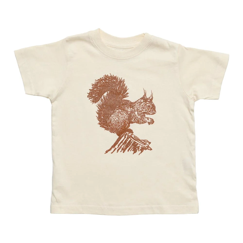 squirrel tee flat lay