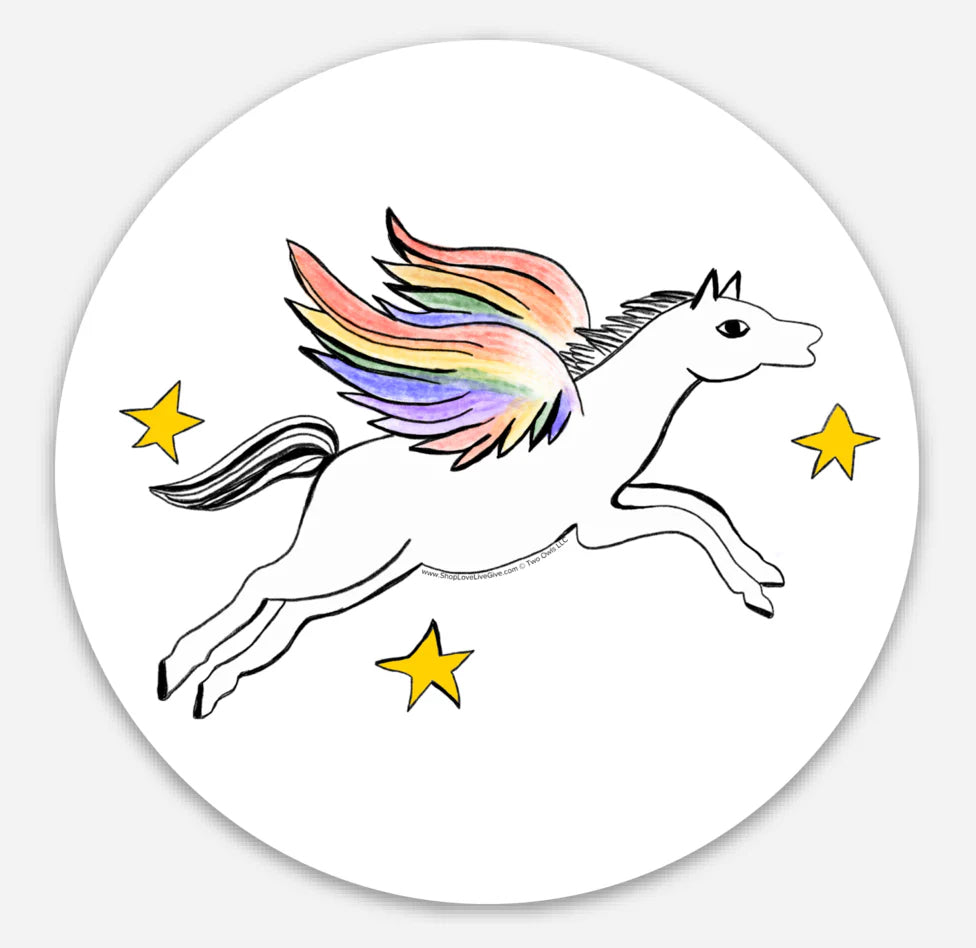 round rainbow pegasus sticker