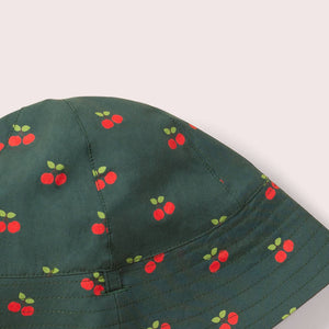 Cherries Reversible Sunhat in Olive brim detail