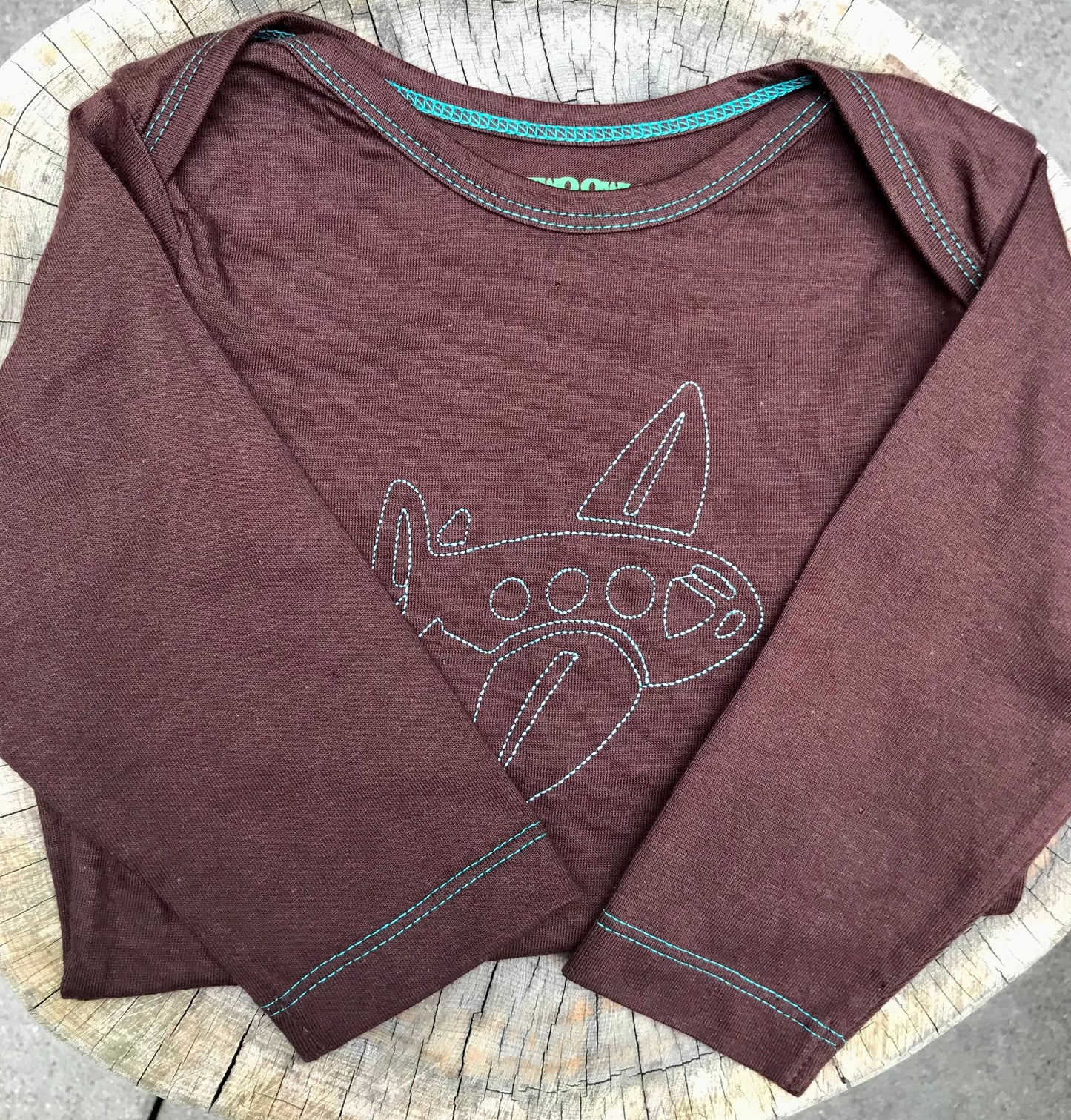 Brown/Blue Airplane Baby Long Sleeve Tee