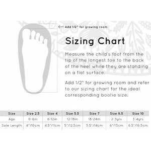 Wool Booties Size Chart