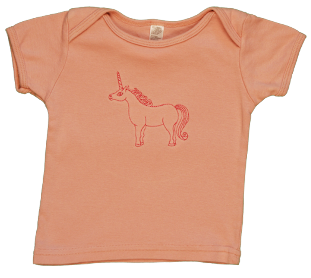 TwOOwls Pink/Pink Unicorn Short Sleeve Tee -100% organic cotton-Made in the USA