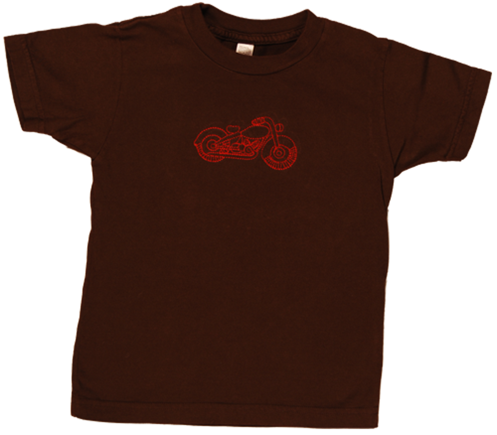 TwOOwls Brown/Red Motorcycle Short Sleeve Tee -100% organic cotton