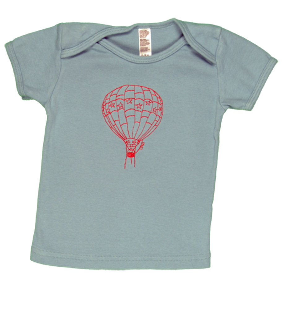 Blue/Red Hot Air Balloon Baby Short Sleeve Tee