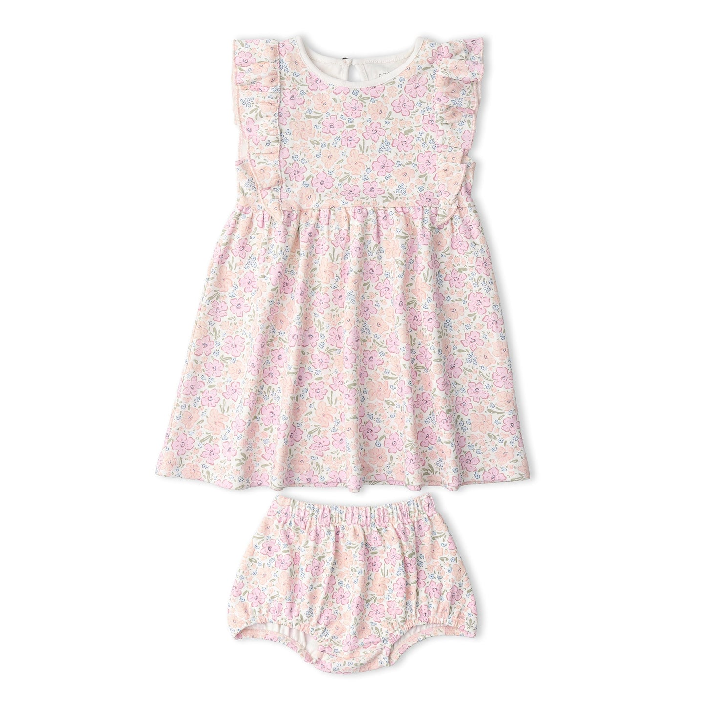 Organic Flutter Dress - Peony