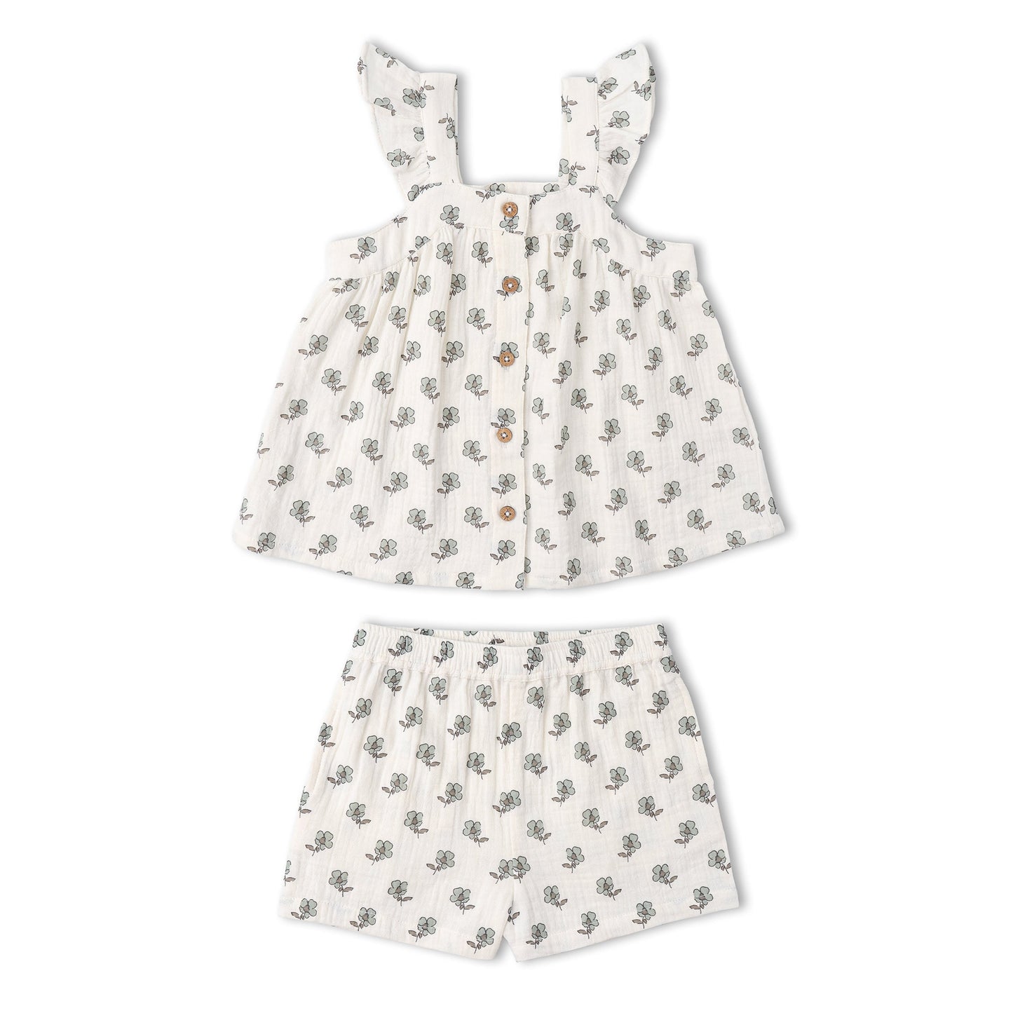 Organic Flutter Top & Shorts Set - Poppy