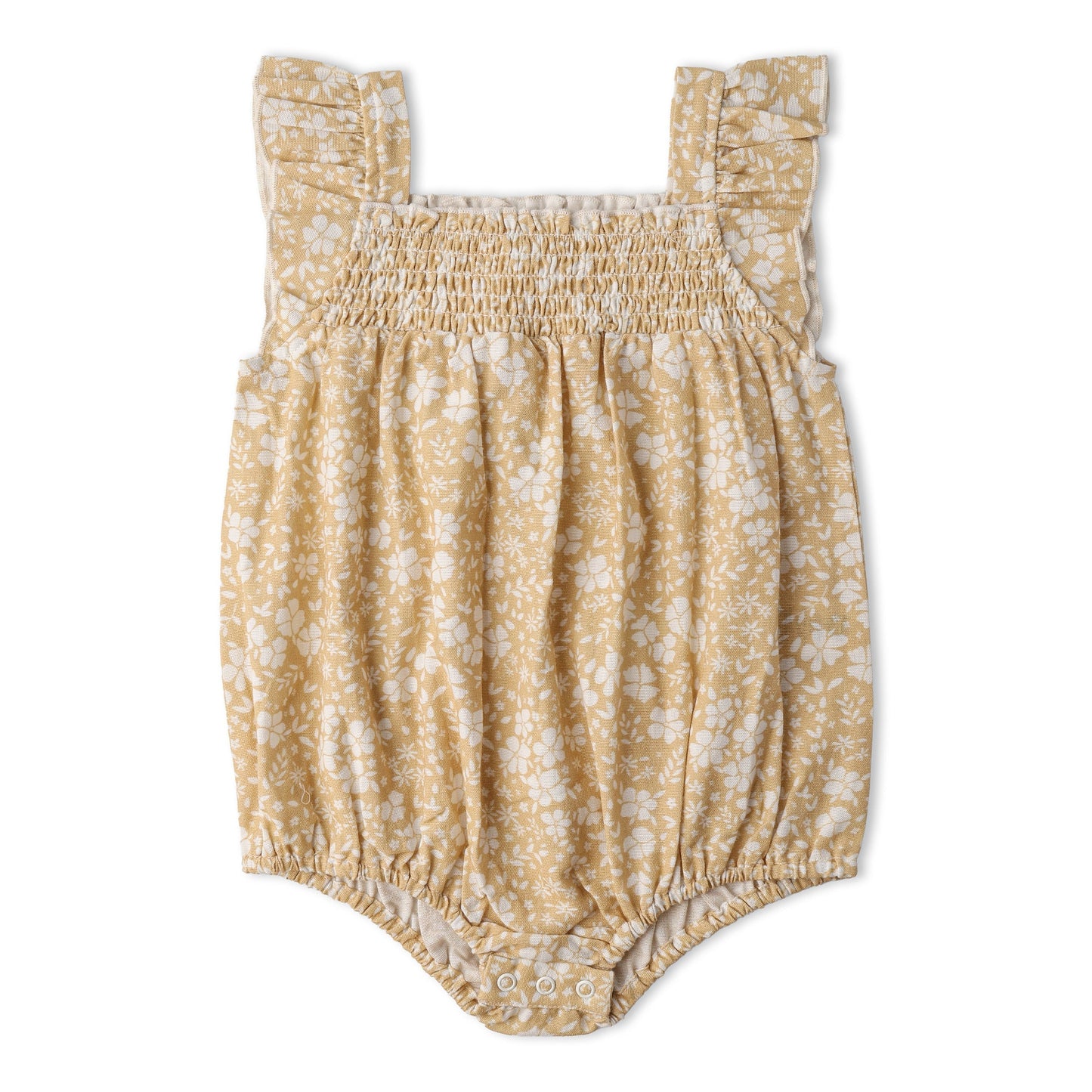 Organic Ruffle Sleeve Bubble Romper - Yellow Blossom