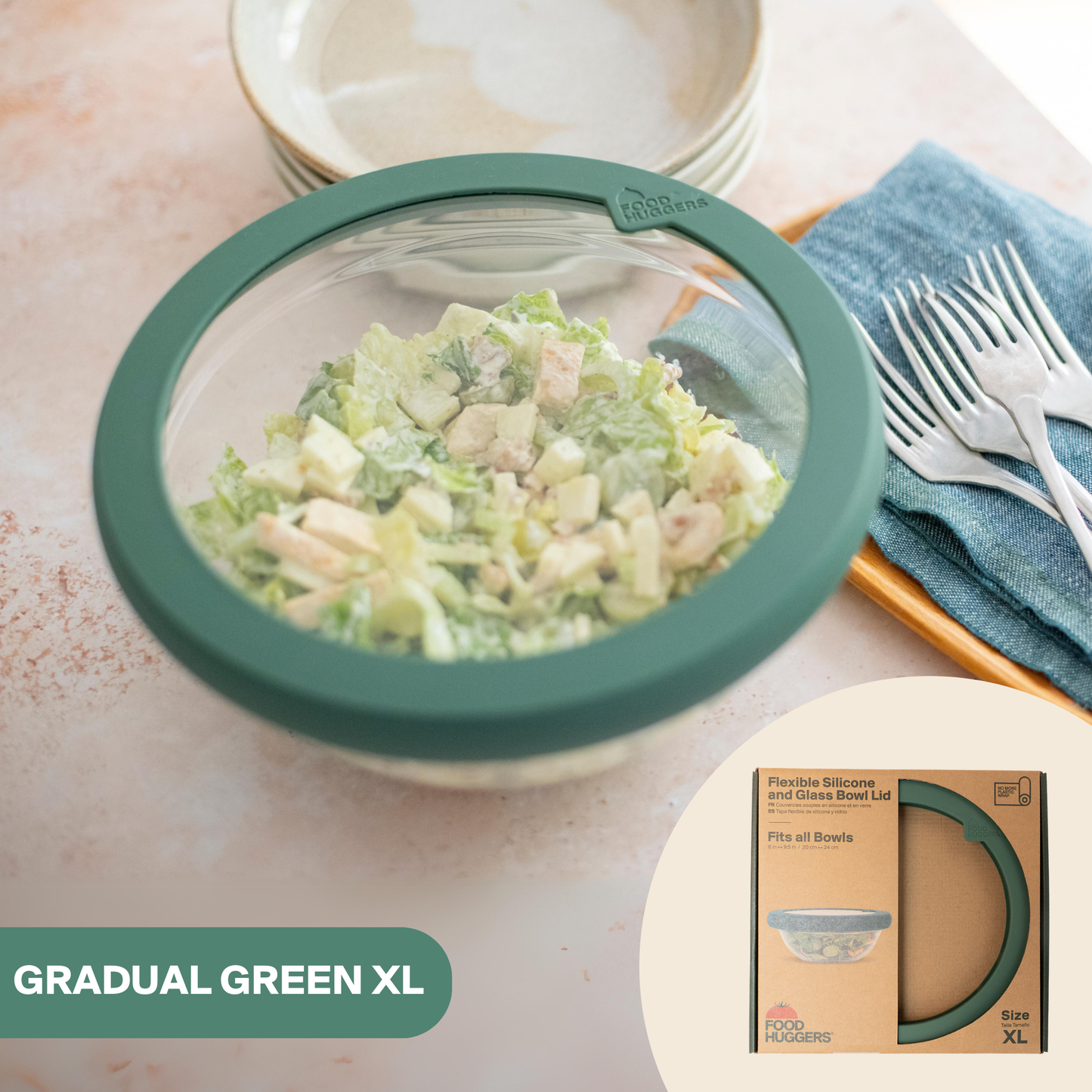 Food Huggers - Food Huggers Lid Extra Large  Gradual Green