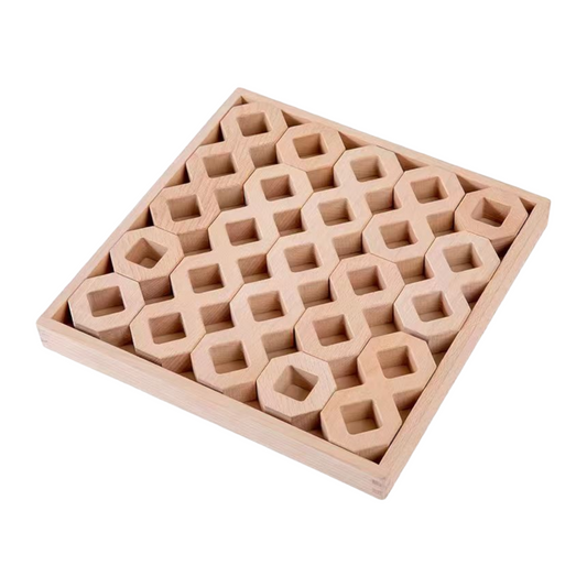 12-Piece Wooden Window Building Blocks Set with Storage Tray | Lucite-Compatible