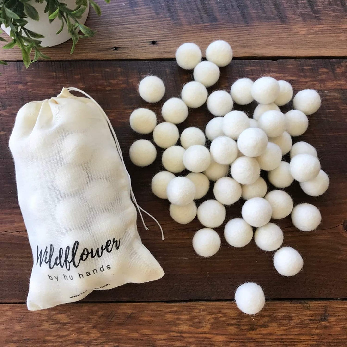 All Natural White Wool Felt Balls for Crafts & Sensory Play (50 Pack)