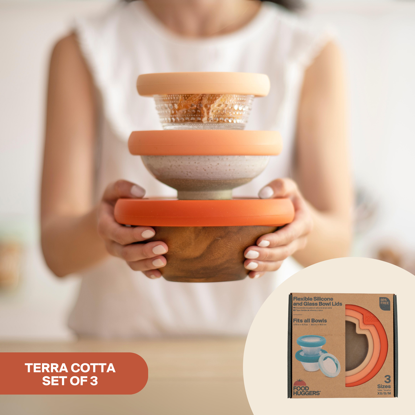 Food Huggers - Food Huggers Lids Set/3 Terra Cotta (XS,S,M)