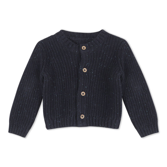 Organic Navy Chunky Knit Baby Cardigan