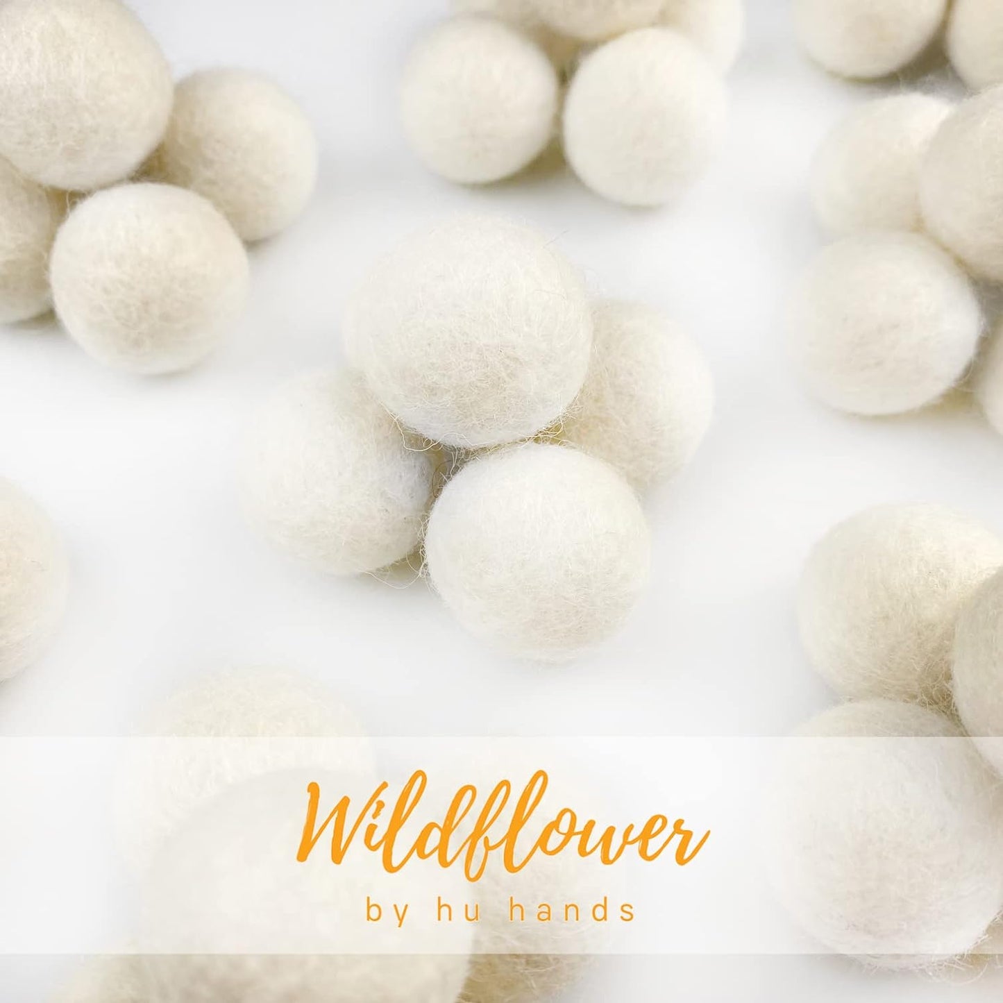 All Natural White Wool Felt Balls for Crafts & Sensory Play (50 Pack)