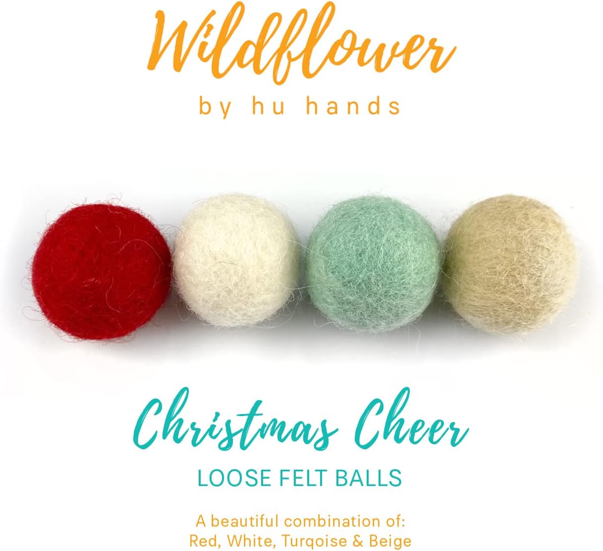 Christmas Cheer Wool Felt Balls for Crafts & Sensory Play (50 Pack)