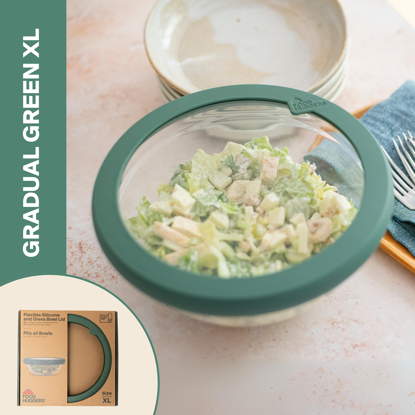 Food Huggers - Food Huggers Lid Extra Large  Gradual Green