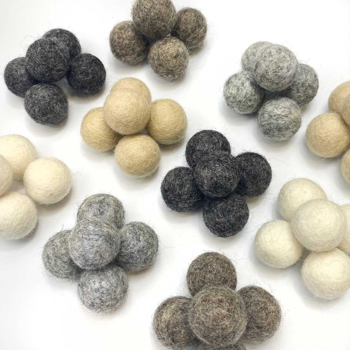 Weathered Grey Wool Felt Balls for Crafts & Sensory Play (50 Pack)