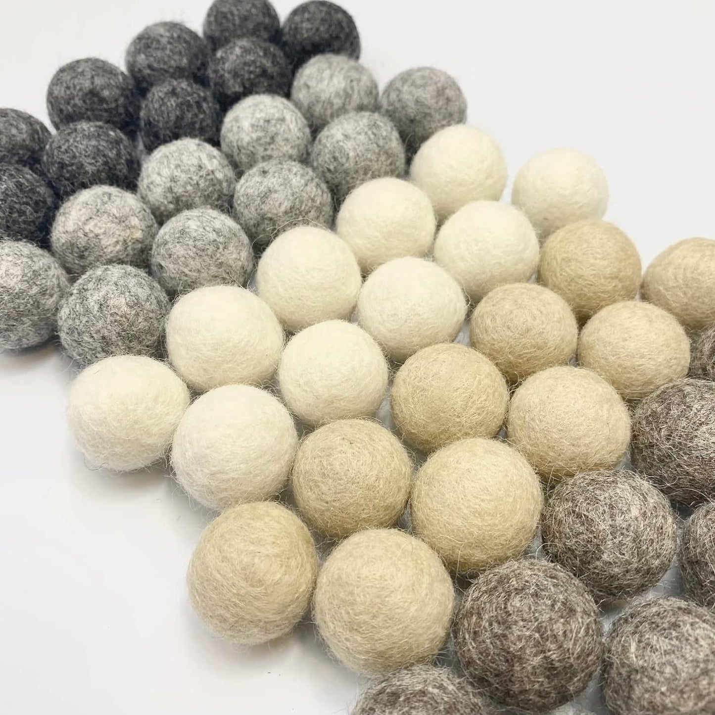 Weathered Grey Wool Felt Balls for Crafts & Sensory Play (50 Pack)