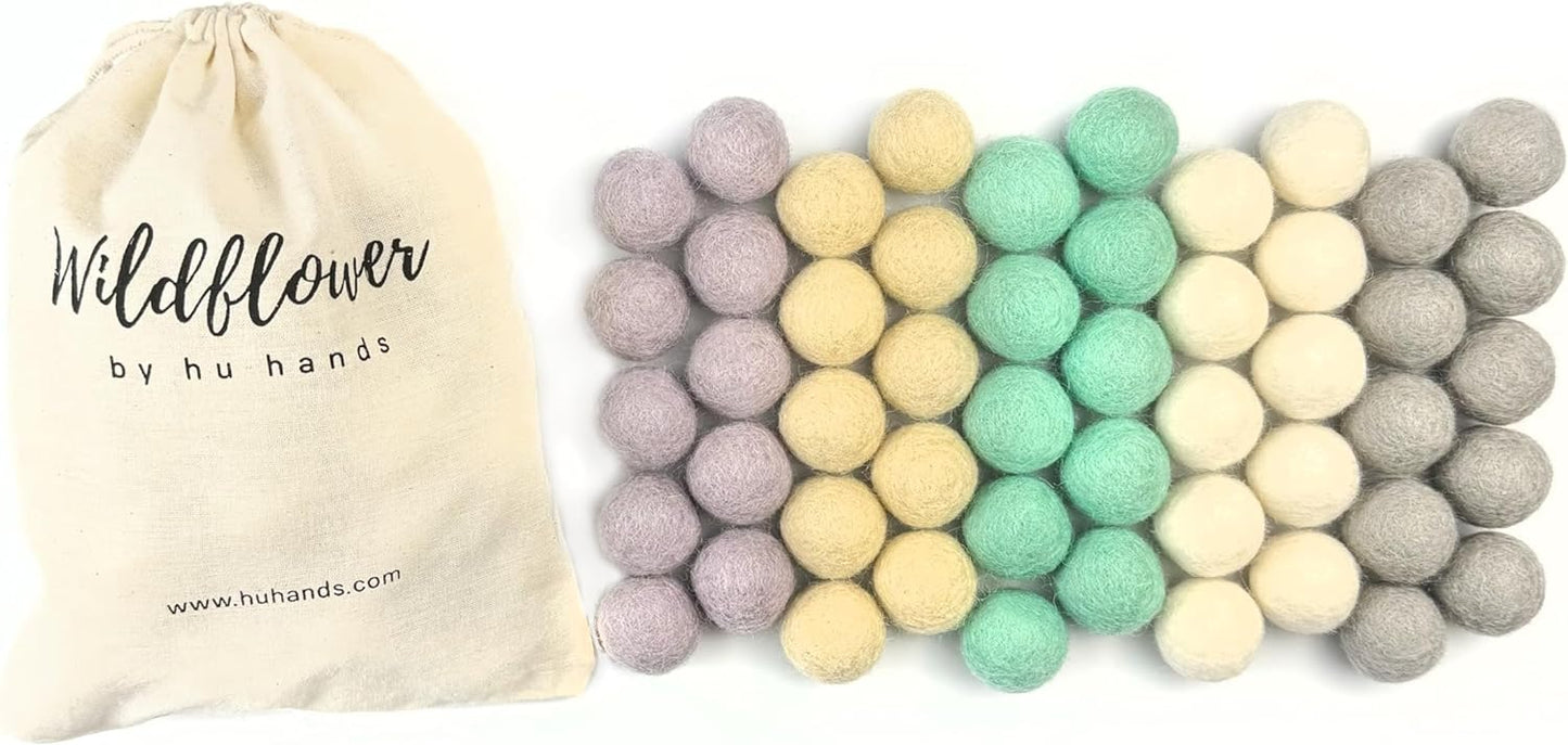 Raindrop Wool Felt Balls for Crafts & Sensory Play (50 Pack)
