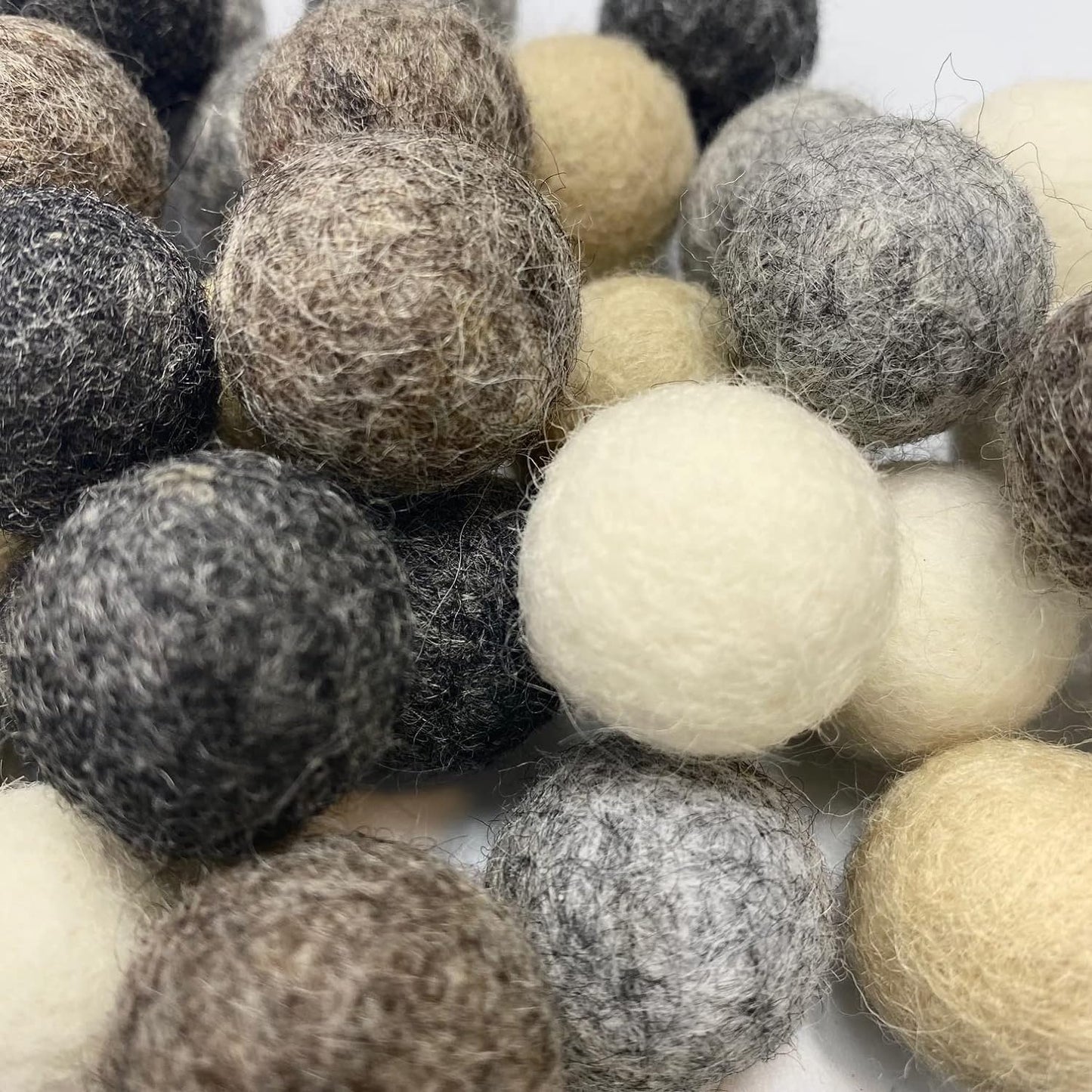 Weathered Grey Wool Felt Balls for Crafts & Sensory Play (50 Pack)