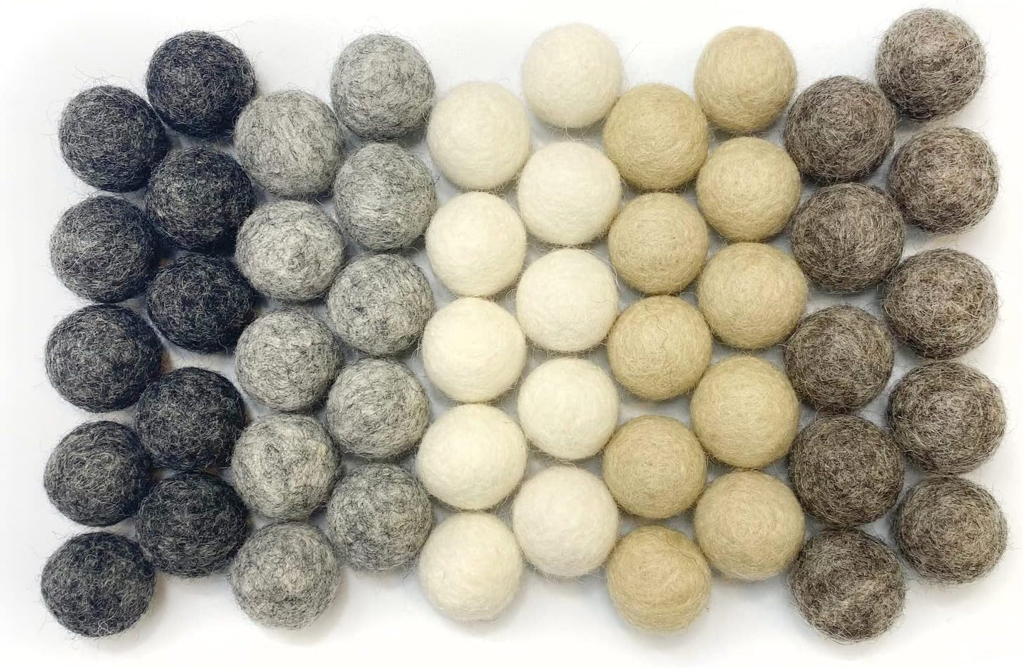 Weathered Grey Wool Felt Balls for Crafts & Sensory Play (50 Pack)