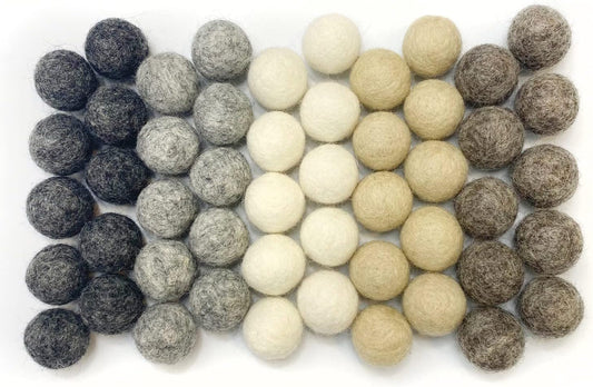Weathered Grey Wool Felt Balls for Crafts & Sensory Play (50 Pack)