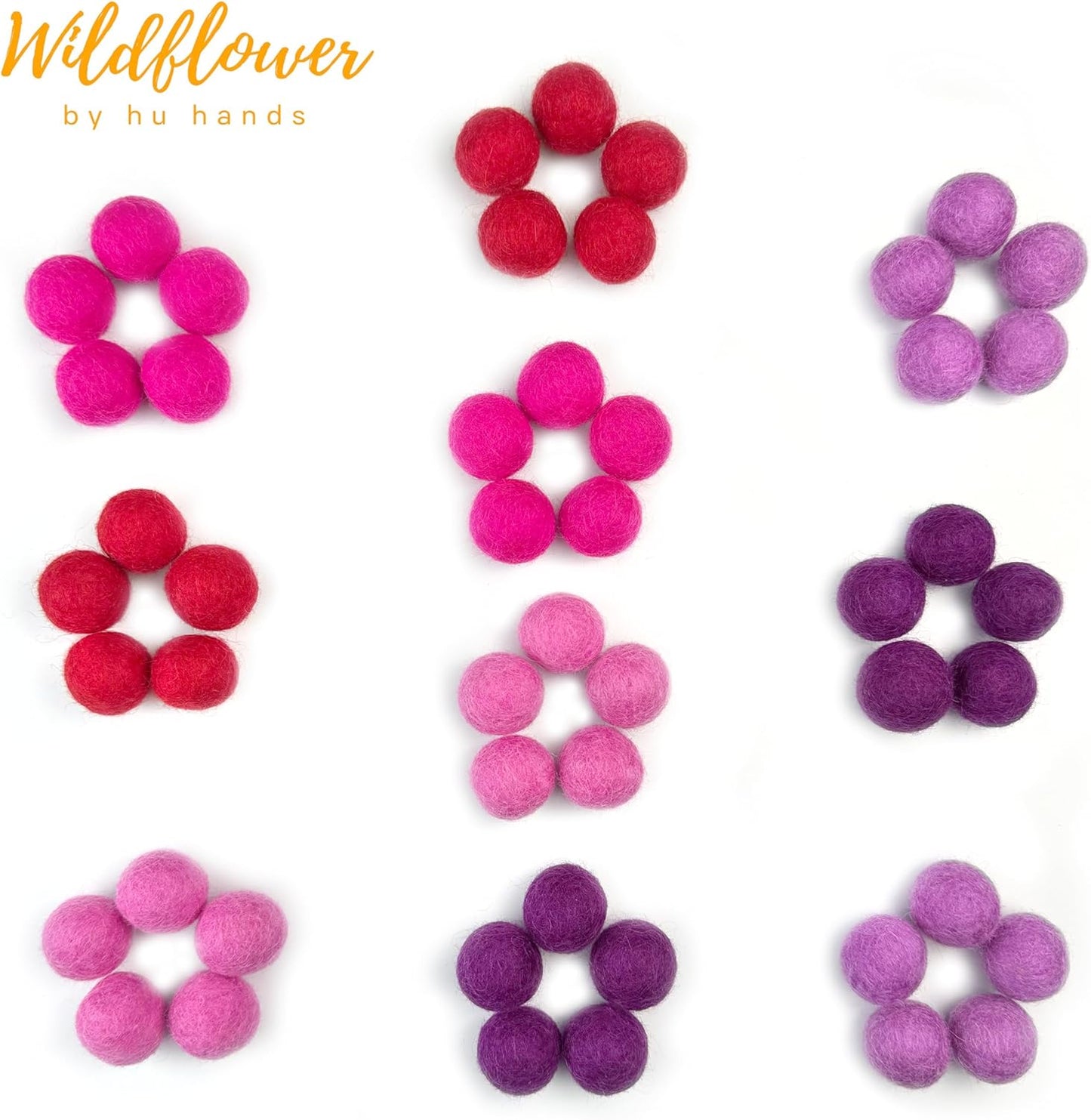 Hot Love Wool Felt Balls for Crafts & Sensory Play (50 Pack)
