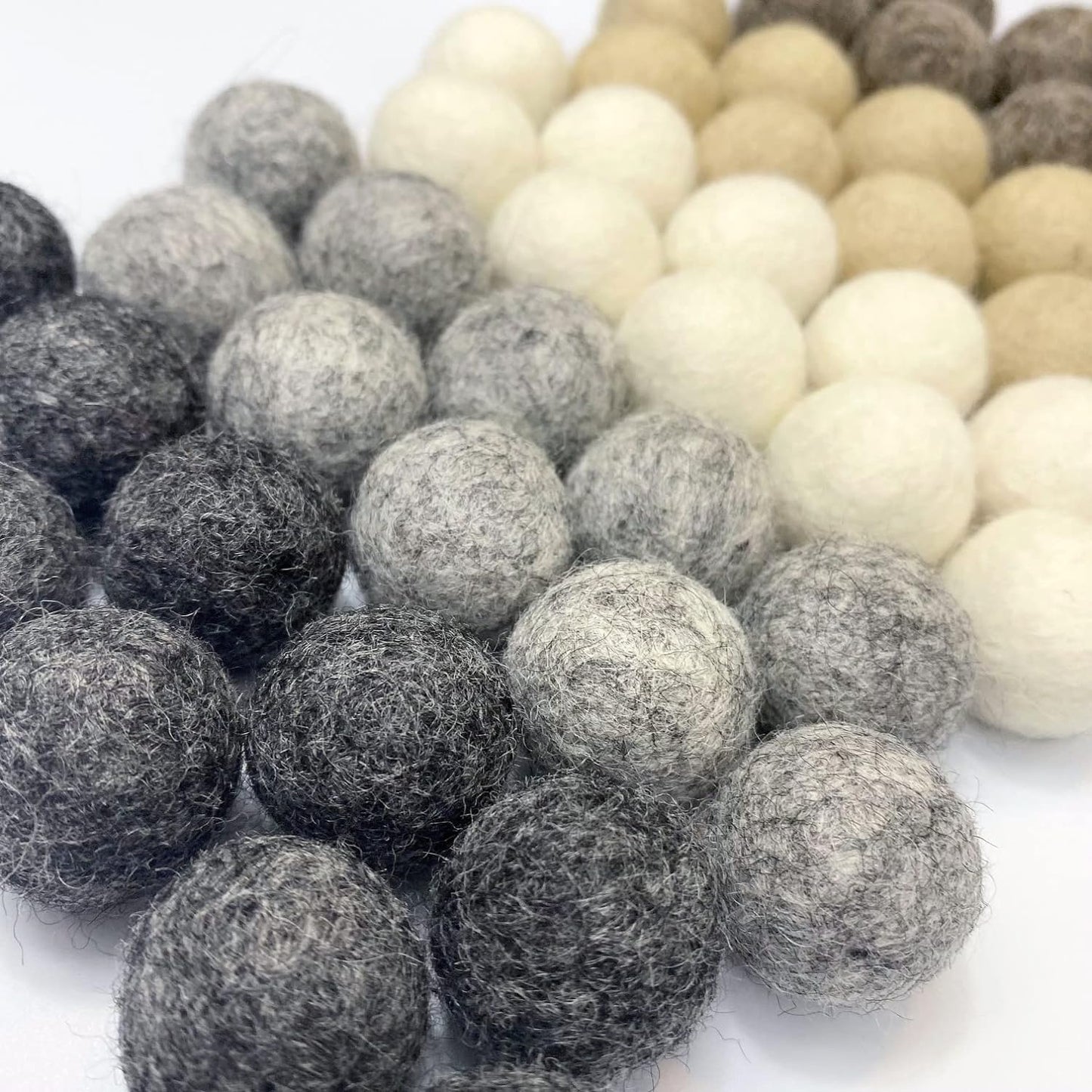 Weathered Grey Wool Felt Balls for Crafts & Sensory Play (50 Pack)
