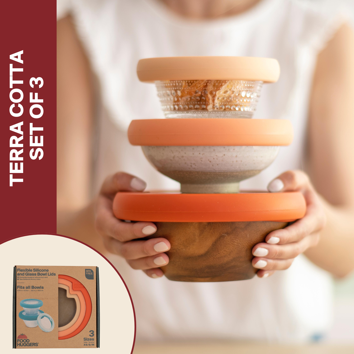 Food Huggers - Food Huggers Lids Set/3 Terra Cotta (XS,S,M)
